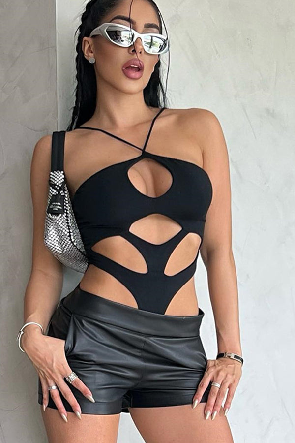 JD740 Cutout String Bodysuit