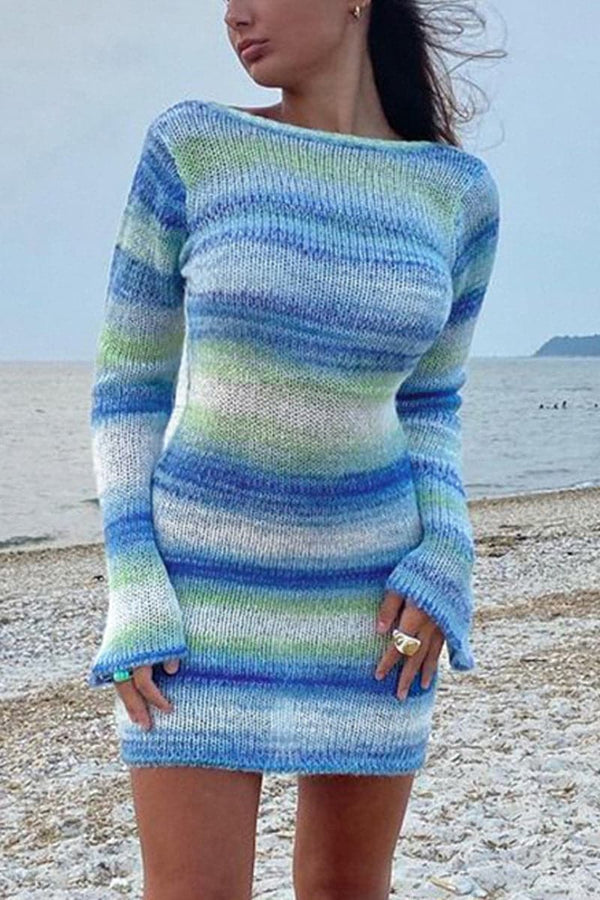 BB770 Tie Dye Mini Knitted Sweater Dress