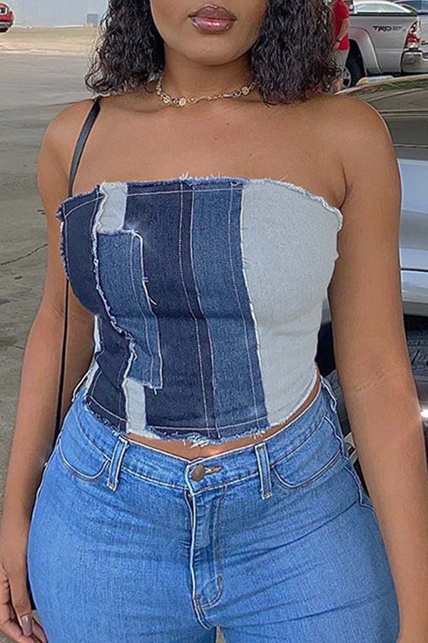 TC825 Denim Bustier Tube Top