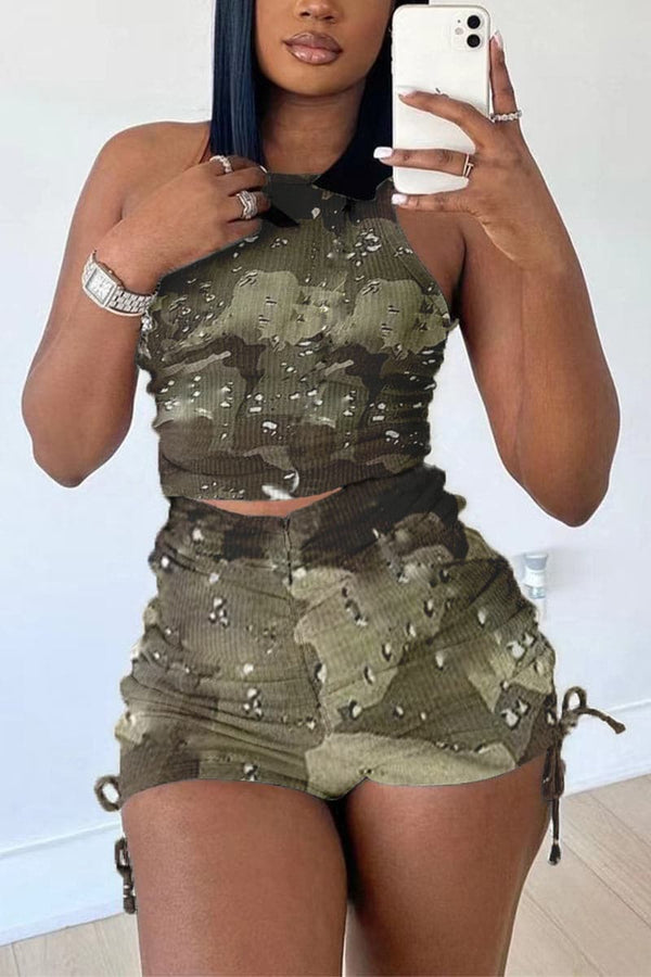 UB880 Camouflage Print Vest and Shorts Set