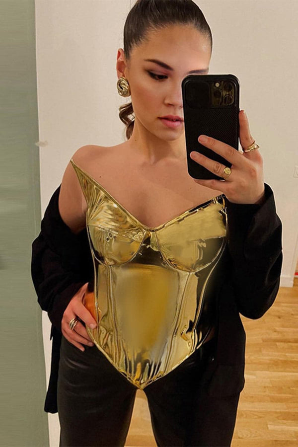 TC975 Metallic Futuristic Bustier Corset Top