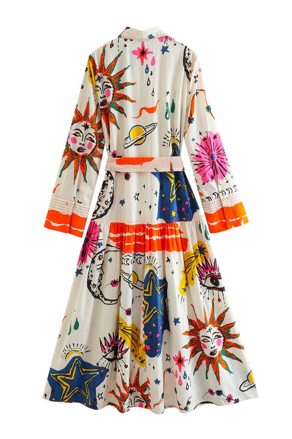 BB746 Symbolic Print Midi Dress