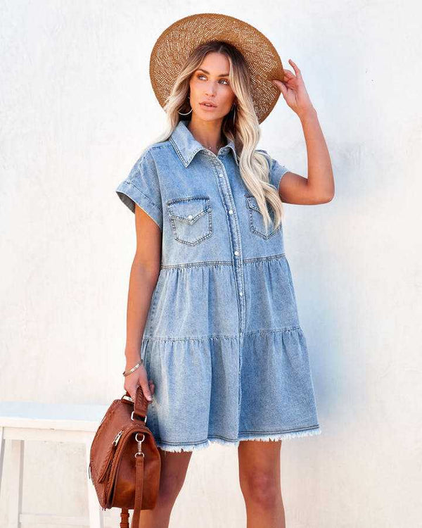 BB902 Frayed Denim Dress