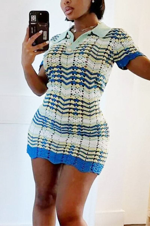 BC384 Crochet Polo Mini Dress