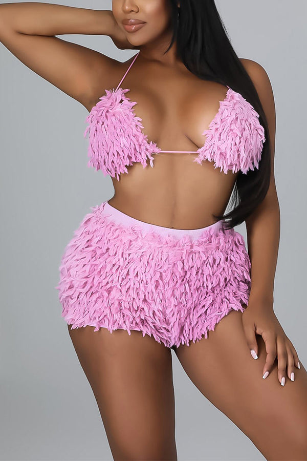 UD1058 Halter Bralette Top and Shorts Set