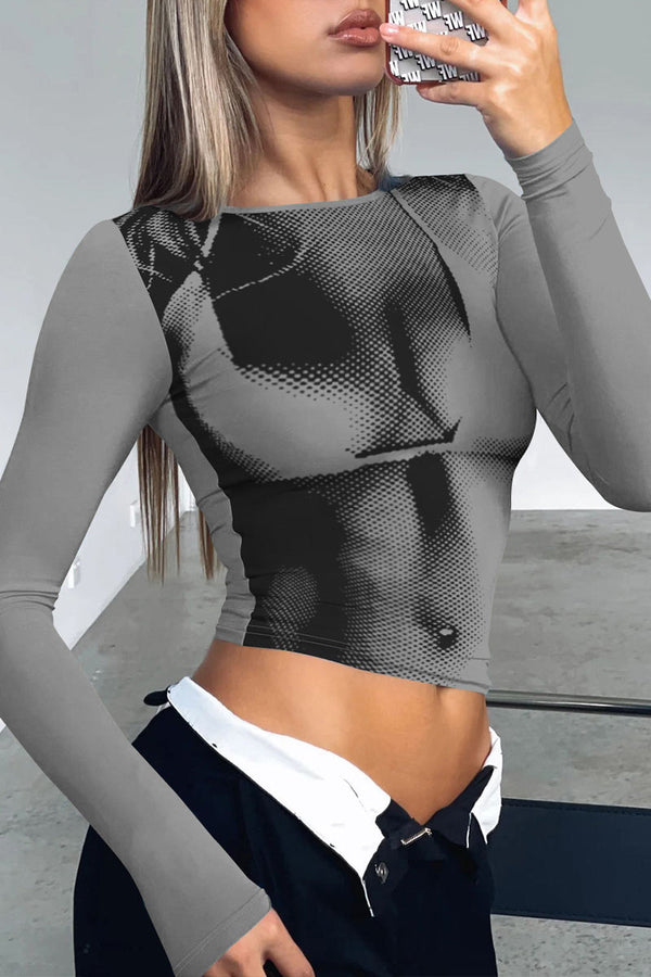 TE601 Body Print Crop Top