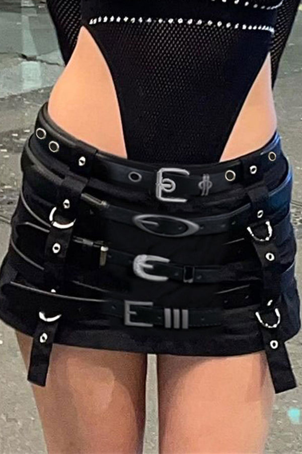 QE627 Betled Punk Mini Skirt