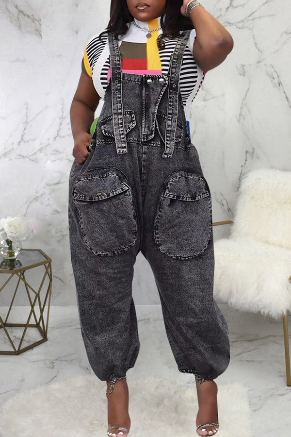 PE739 Denim Oversize Overall Pants