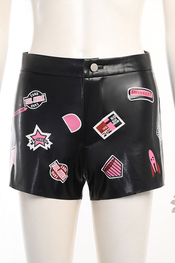 Pf0418 Faux Leather Mini Shorts Beston