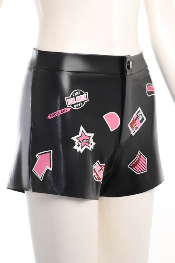 Pf0418 Faux Leather Mini Shorts Beston