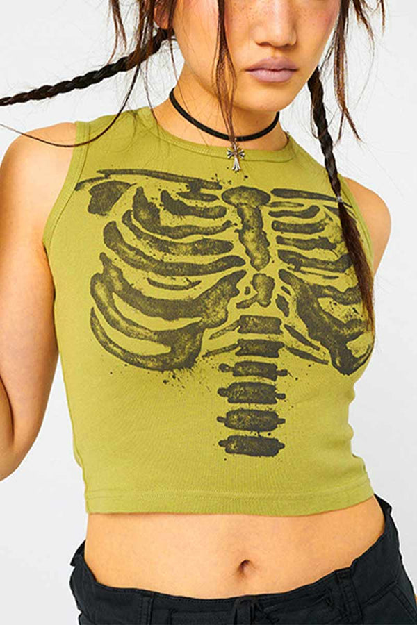 TF843 Graphic Cropped Tank Top