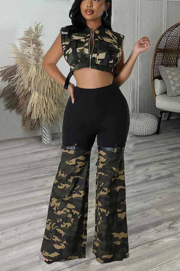 PG608 Fitted Splicing Camouflage Pants