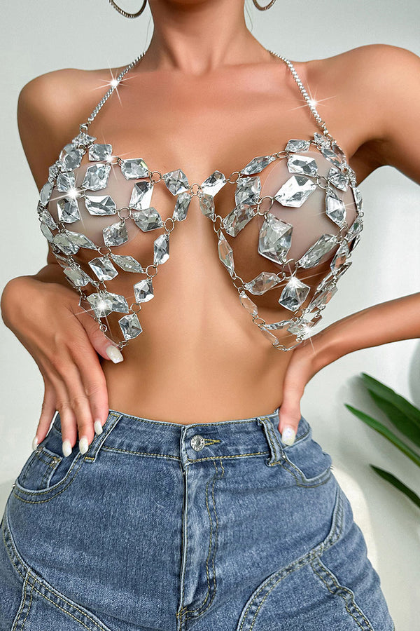 TG0173 Rhinestones Body Chain Top