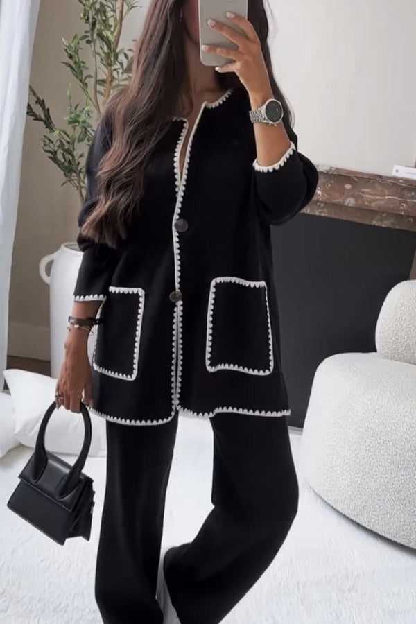 UH648 Patchwork Long Sleeve Top and Pants Set