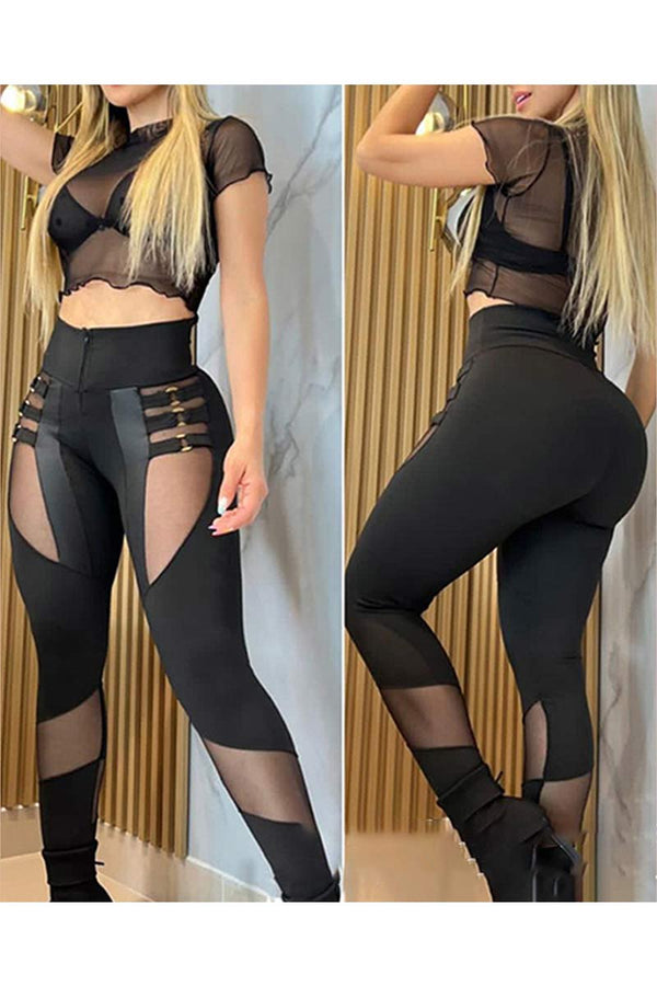 PH817 High-Rise Splicing Mesh Pants