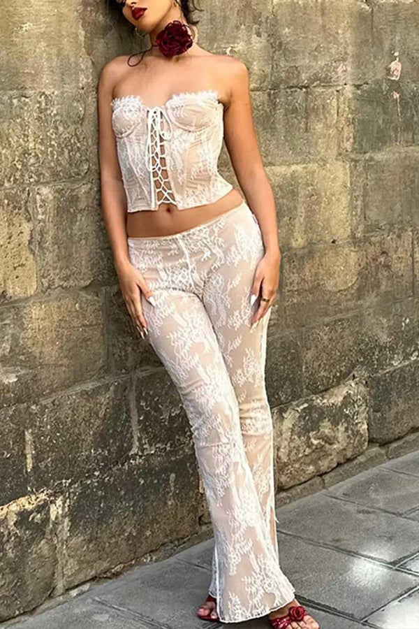 UH840 Semi-Sweetheart Crop Top and  Pants Set