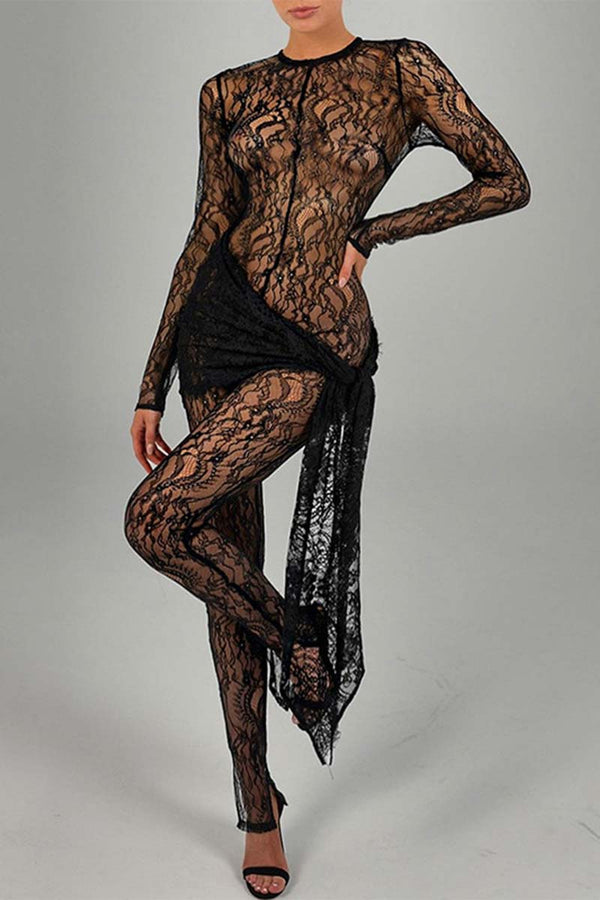 JH862 Lace See-Through Jumpsuit