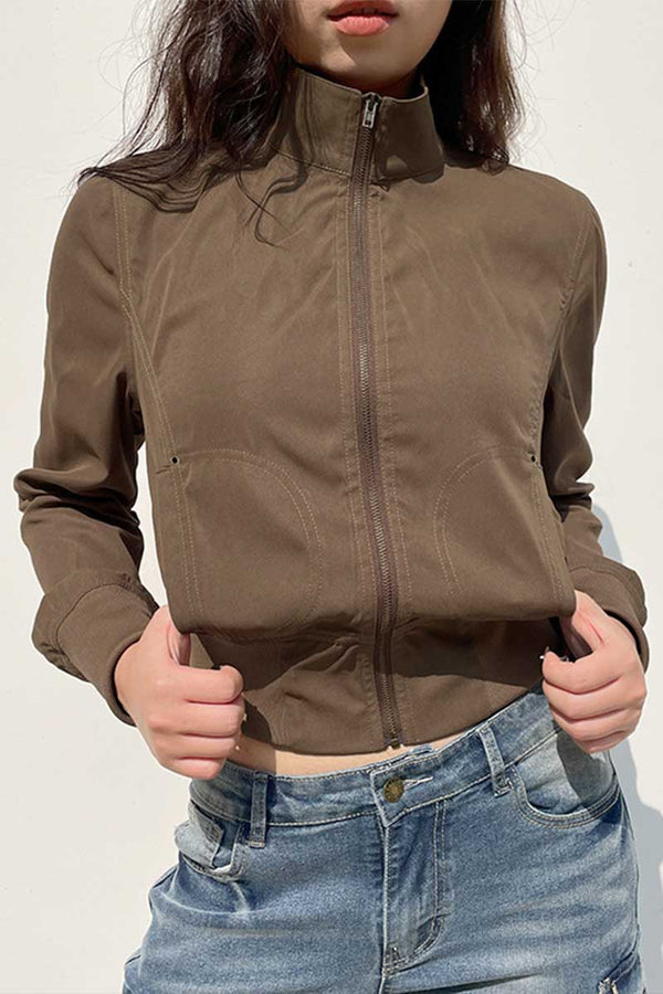 CI609 Turtleneck Zip Waist Jacket