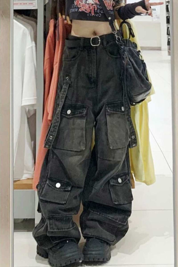 PI753 Wide Leg Cargo Pants