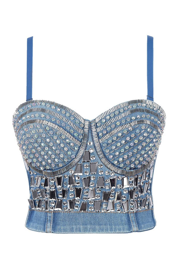 TI842 Rhinestone Corset Camisole