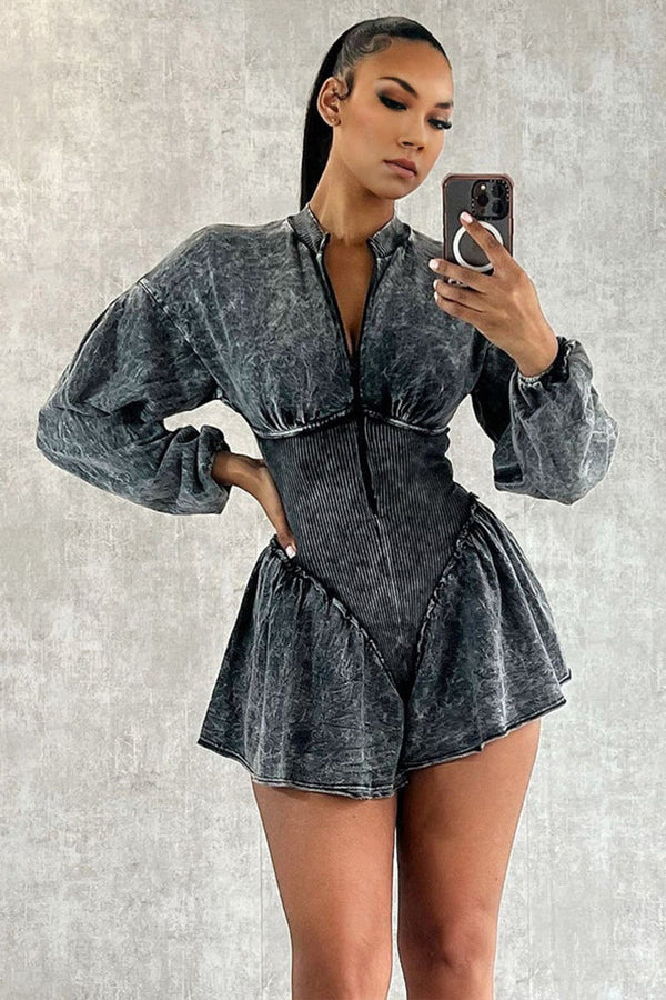 JJ655 Half Zip Long Sleeve Romper