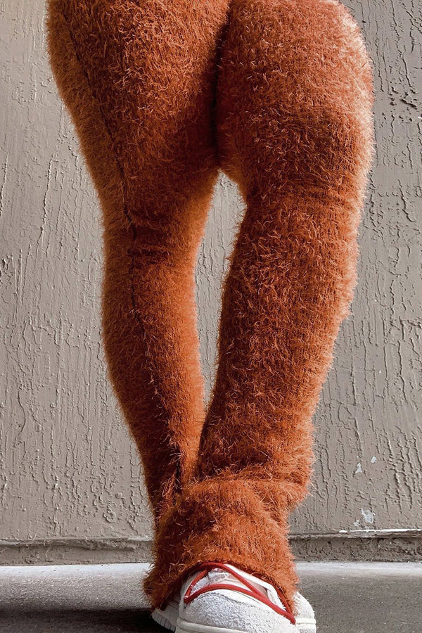 PJ0513 Fuzzy Knitted Long Pants