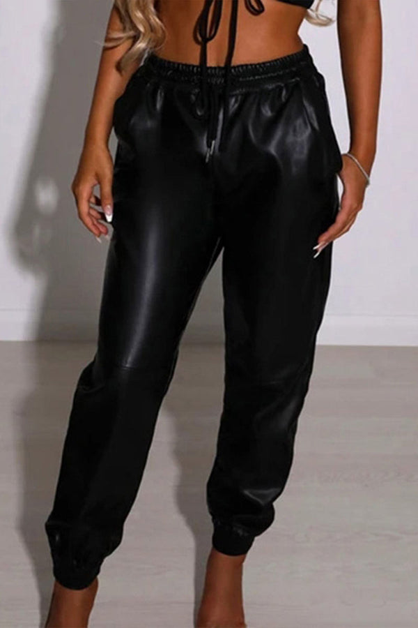 PJ691 Faux Leather  Straight Leg Pants