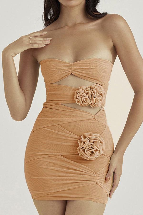 BK0200 Roses Cutout Mini Dress