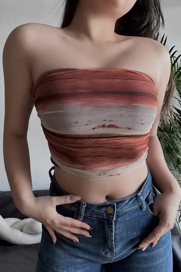 TK0306 Tie Dye Mesh Tube Top