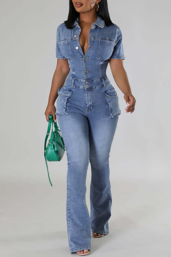 JK0434 Stretch Denim Jumpsuits