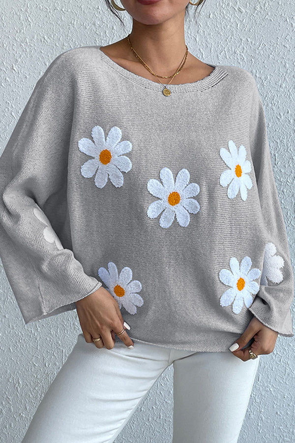 TK0641 Flowers Knitted Shirt