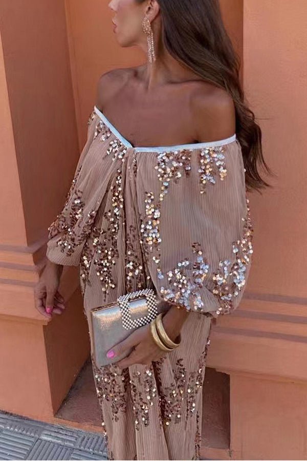 BL0265 Off Shoulder Sequins Dress