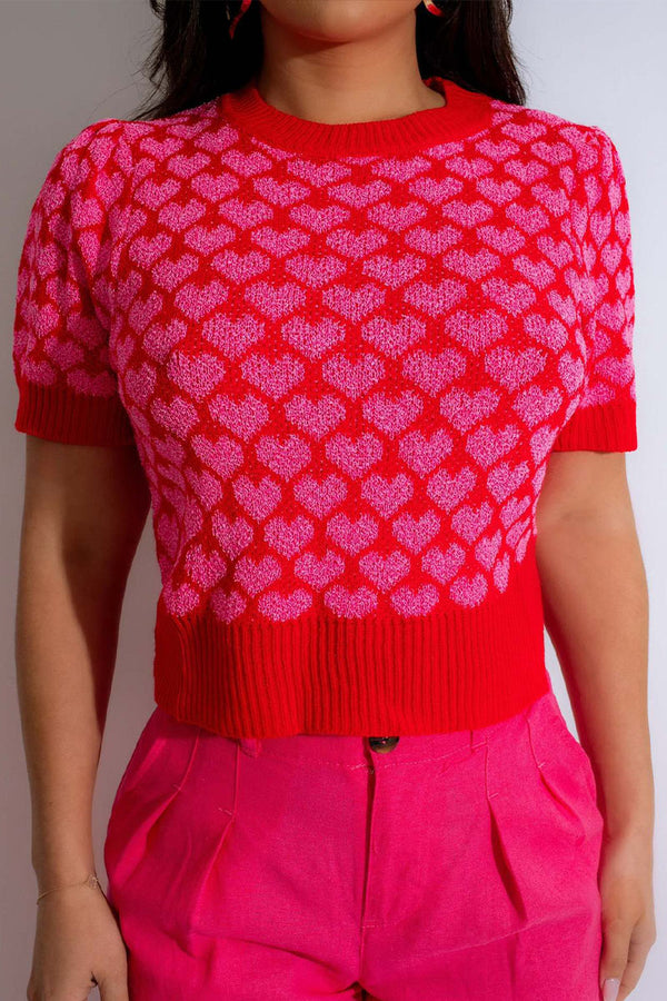 TM0113 Hearts Knitted Top