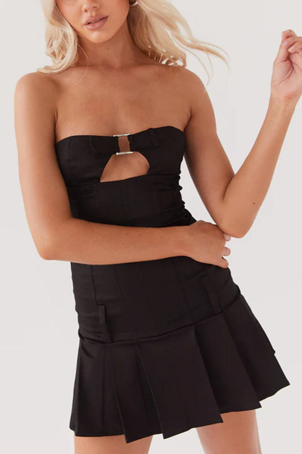 BM0238 Strapless Pleated Mini Dress