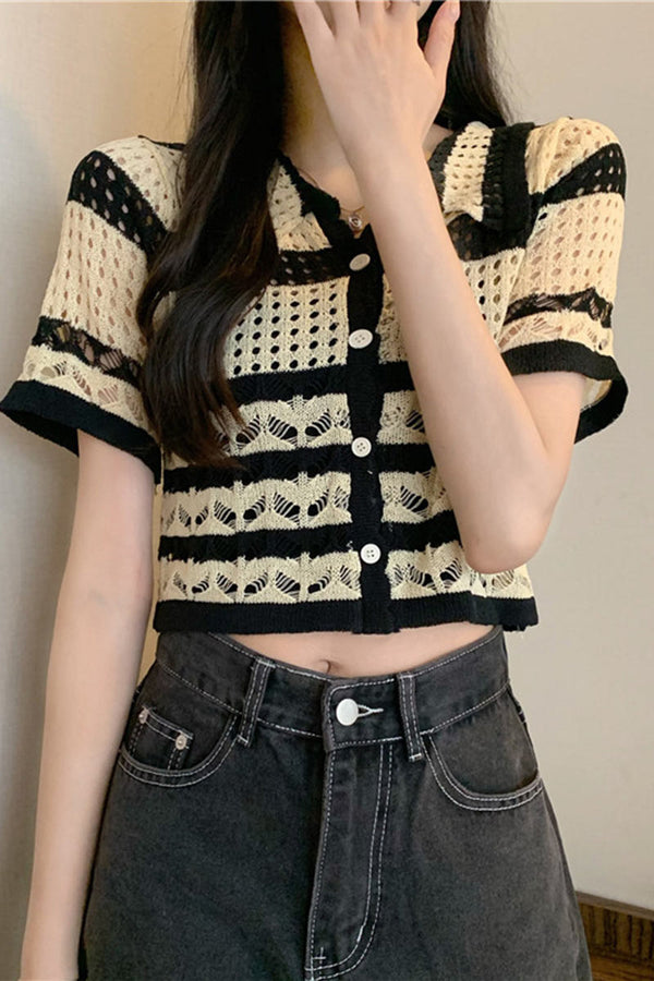 TN0176 Crochet Crop Shirt