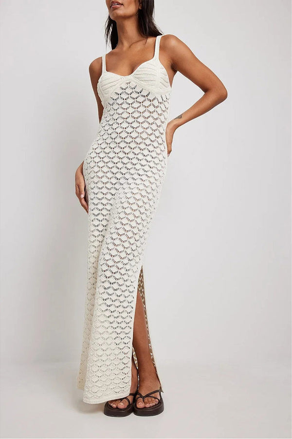 BNY4048 See-Through Side Slit Maxi Dress