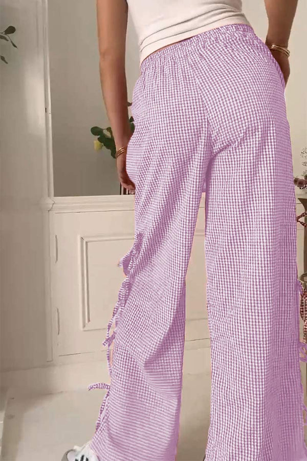 PNF4157 Solid Wide-Legged Tie-Knot Pants