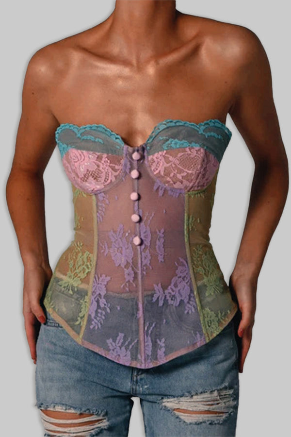 HTP3097 Multicolored Corset Top