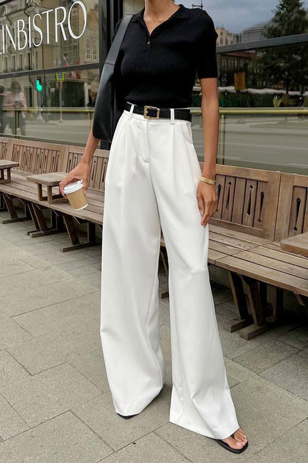 HPP1218 Solid Wide-Legged Pants