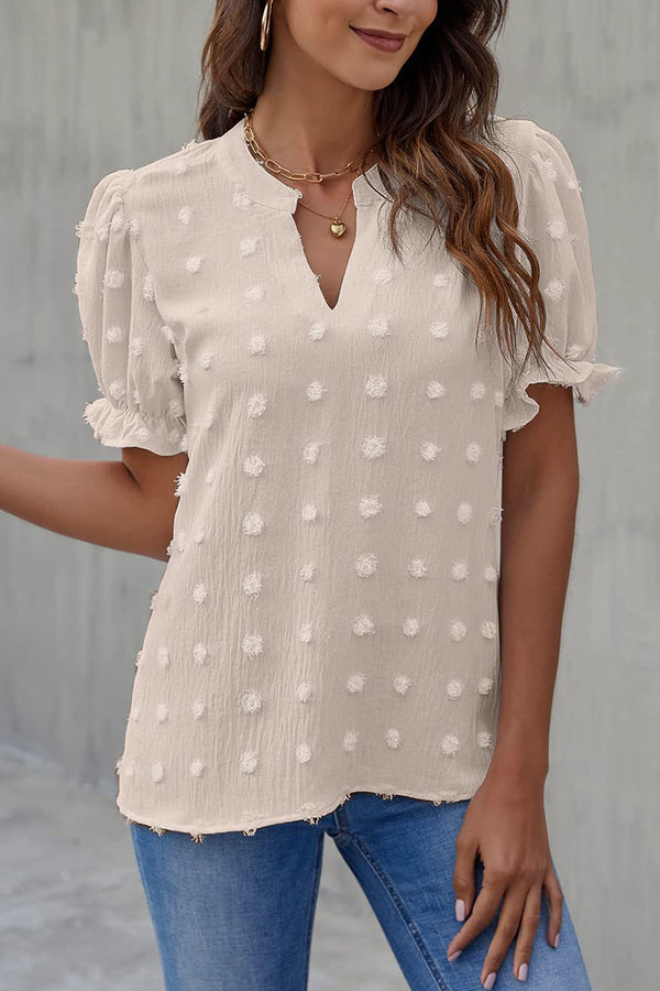 HTQ1008 Fringe Polkadot Blouse