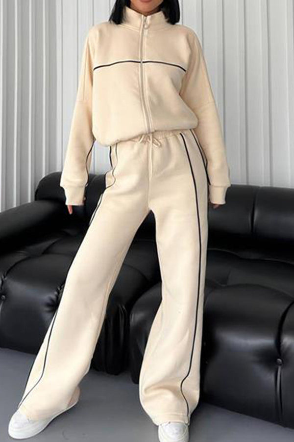 HUS1259 Relaxed Fit Zip-Up Tracksuit Set