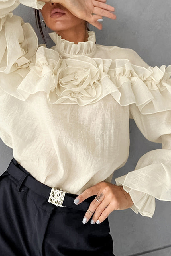 HWT1084 Victorian Ruffle Romance Blouse Top