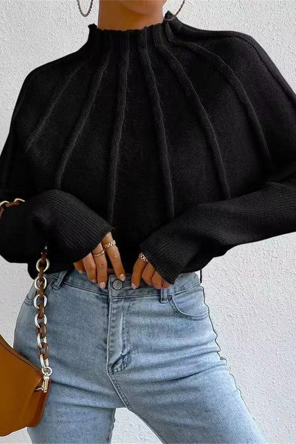 HWQ1400 Half turtleneck bat sleeve sweater