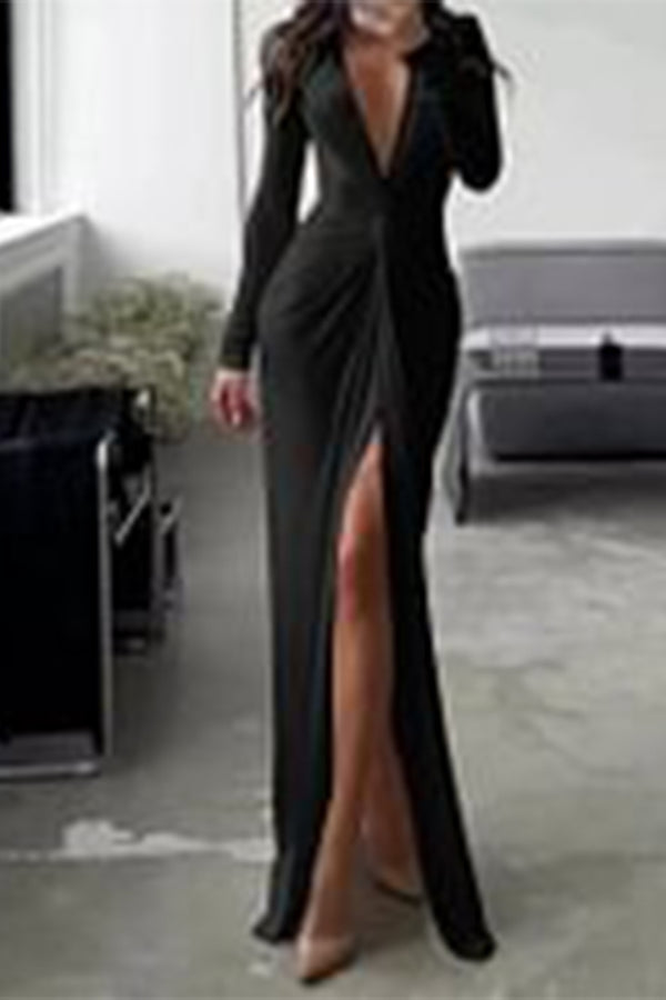 BR3284 V neck Party Long Dress