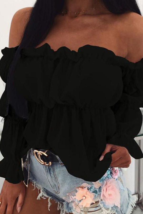 TS3360 Off Shoulder Ruffle Shirt Top