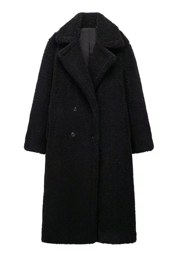 DS3386 Teddy Fur Long Coat Outerwear