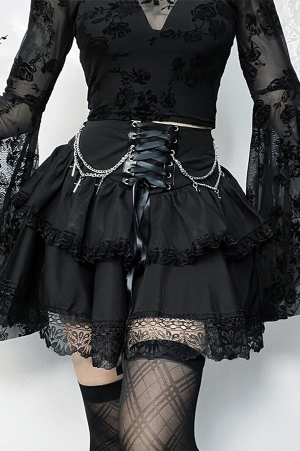 QS3463 Halloween Gothic Mini Skirt