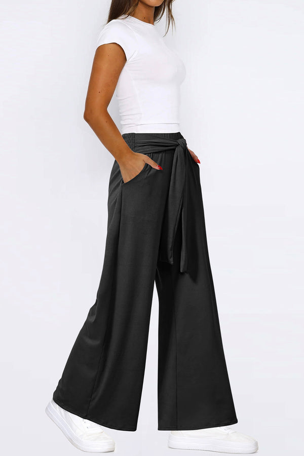 HPR1032 Tie-Waist Wide-Leg Pants Pants