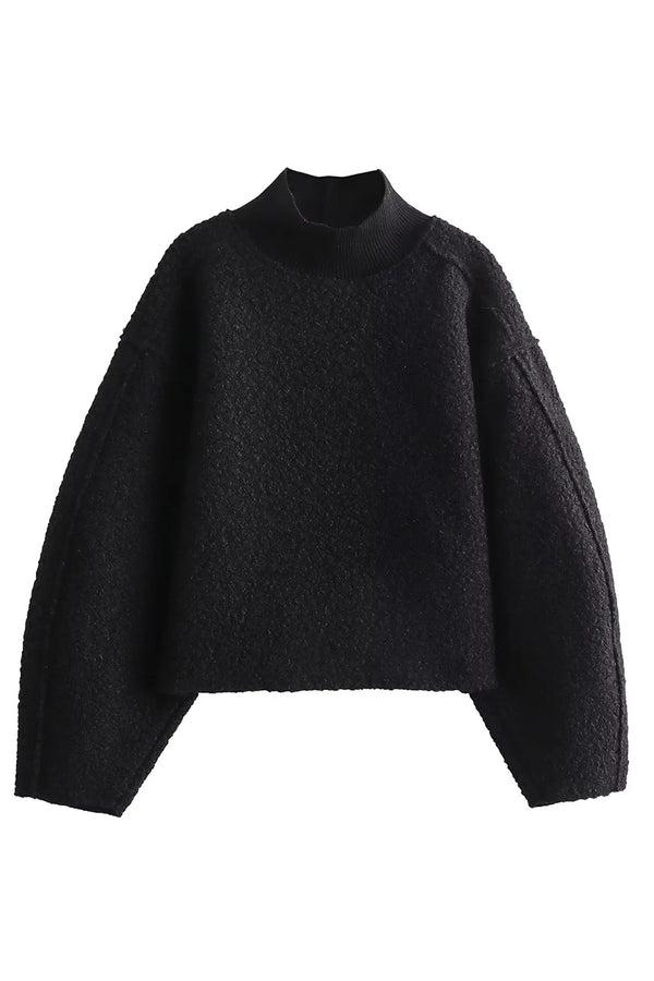 HWR1056 Textured High-Neck Sweater