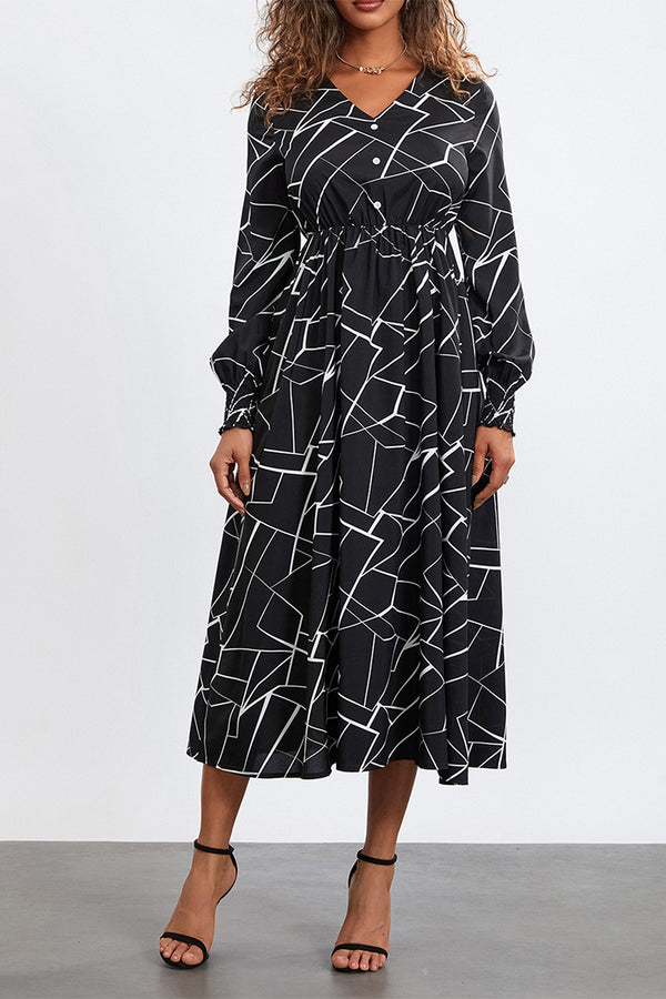 BR3306 Geo Graphic Midi Dress